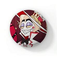 58mm Funny Pop Anime Hazbin Button Pin Creative Fun Cartoon Alastor Vox Husker Badge Brooch Bag Decor Fans Collect Gift - 58 mm - View 35