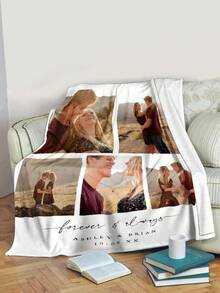 1pc Customized Photo Blanket, Customized Flannel Blanket, Can Print Photos And Text, Bedding Blanket, Customized Bed Blanket, Customized Picture Blanket, Personalized Family Photo Blanket, Customized Image Blanket, Personalized Throw Blanket, Best Friend Blanket, Cozy Blanket, Family Gift, Wedding Gift, Birthday Gift, Gift For Friends, Gift For Her - 5 Photo - 查看 5