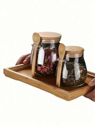 2pcs Set (Jar + Spoon): Airtight Glass Storage Jar With Spoon - Perfect For Storing Coffee, Sugar, Tea, Salt, Candy And Spices | Ideal Kitchen Organization For Home, Restaurant And Food Truck