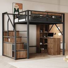 Kids Bed Frames, Headboards & Footboards - Black + Metal & Wood + 140cm*200cm-2 - View 2