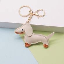 Customized Cute & Fashionable Mini Dachshund Leather Keychain, Car Accessories