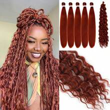 Braiding Hair Pre Stretched Brown Boho Braiding Hair 6Packs/Lot 26 Inch Curly Deep Wave Hair Ez Extensions Braid Hairs - Multicolor - View 22