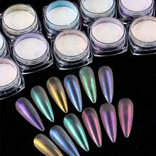 18 Colors/Set Mermaid Aurora Nail Glitter Powder, Moonlight Mirror Holographic Nail Art Decorations - Multicolor - View 8