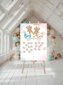Party Game Gender Reveal Poster Shower Supplies Atmosphere Decoration Props For Boys Or Girls Anniversary Gift Party Decoration Happy Birthday Party Wedding Gift Bridal Shower Party Voting Poster