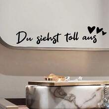 1张“你看起来很棒哦啦啦”镜面防水贴纸，适用于浴室化妆镜，提升自信，可贴于门窗墙壁等家居装饰。 - 黑色 - 查看 5