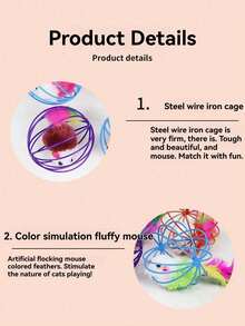 Colorful Caged Mouse Toy Set, Relieve Cat Boredom, Fun Interactive Rolling Ball & Mouse Toys, Enjoyment For Your Beloved Cats. Cat Toys, Cat Supplies, Unique Gifts, Toys, Mice, Mouse - Multicolor - View 8