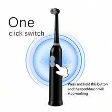 Cepillo de dientes eléctrico de 6 cabezales con estuche de viaje, funciona con 2 pilas AAA, cerdas suaves, cepillo de dientes eléctrico de limpieza inteligente - Negro - Ver 7