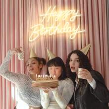 1 szt. neonowy znak LED "Wszystkiego najlepszego z okazji urodzin", świąteczna dekoracja ścienna, dekoracja ścienna do akademika, zasilane przez USB światło neonowe na imprezy urodzinowe - Wielokolorowe - Zobacz 3