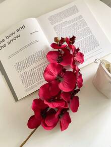 1/2/4/6支逼真深红色兰花，客厅餐桌装饰花艺摆设，婚礼订婚装饰人造花，秋季仿真花家居装饰，花园装饰婚礼装饰，婚礼花束配件，春季装饰 - 紅色 - 查看 11