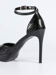 Women's Buckle Decor Party Shoes, Nightclub Style,Platform Heels - Black - View 9