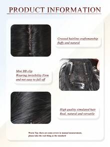 1pc Clip In Bangs Wig Female Natural Forehead Atmosphere Dragon Beard Bangs Simulated Hair Fluffy Wig Piece Heat Resistant Hair Extensions Hair Accessories,For Woman Girls Daily Use Hair Styling