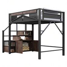 Kids Bed Frames, Headboards & Footboards - Black + Metal & Wood + 140cm*200cm-2 - View 7