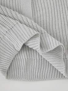 Y2K Style Grey Cardigan With Amber Buttons, Casual Comfortable Loose Knit Sweater Jacket For Daily Wear, Back To School Season - Grey - View 8