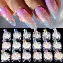 18 Colors/Set Mermaid Aurora Nail Glitter Powder, Moonlight Mirror Holographic Nail Art Decorations - Multicolor - View 7