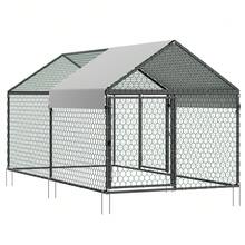 Metal Chicken Co Op For 4-6 Chickens, 3.3 X 6.6 X 3.3 Ft, Small Chicken Cage With Waterproof Cover & Double Doors, Spire Roof Poultry Run Compatible With Wooden Coops, For Rabbit Hen Goose Duck - 1*2*1m - 查看 9