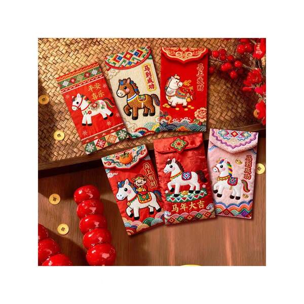 6pcs/Pack New Year Red Envelopes, Creative Chinese New Year Cartoon Money Packets For Kids, Spring Festival Gifts