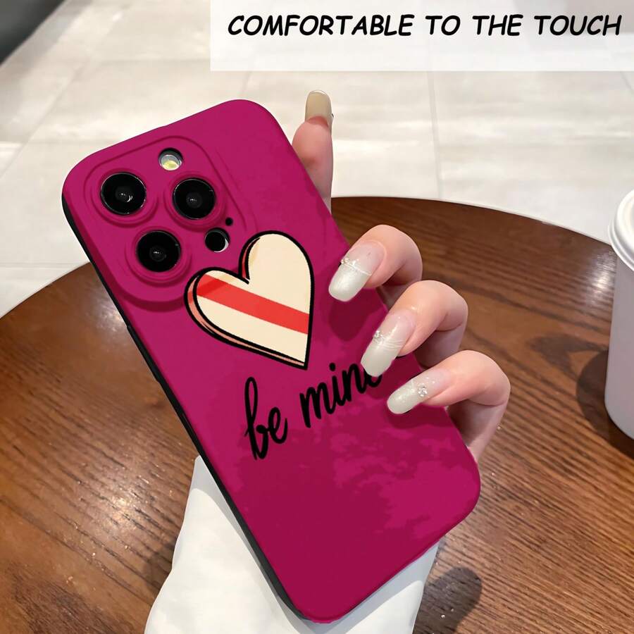 1PC Phone Case, Heart Stripe Be Mine , Stylish Phone Case, Phone Decoration, All-around Lens Protection, Creative Small Gift, Funny Gift for Boys and Girls - Negro - Ver 1