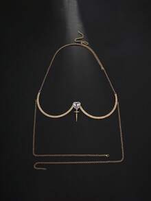 1 件十字架和心形水晶肚脐链，夜店性感身体饰品，欧美风格，狂欢