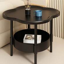 1 pezzo Comodino moderno minimalista di colore crema con bordo a quadrifoglio, mobile da comodino a forma floreale creativa, con superficie curva per uso domestico - Multicolore - Visualizzare 7