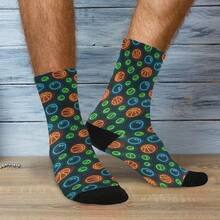 JUNZAN - Calcetines para hombre con patrón de baloncesto para hombre, para senderismo, deportes y correr - Patrón de bolas de neón - Ver 9