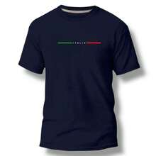 Camiseta masculina italia de algodão manga curta - Azul Marinho - Visão 1