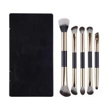 Set de 5 piezas de brochas de maquillaje para viaje con estuche, brochas multifuncionales portátiles para sombras de ojos, cejas y correctores, herramientas cosméticas, regalos - Multicolor - Ver 3