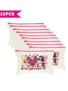 Sac organisateur de maquillage style Y2K avec nœud papillon, trousse de toilette de voyage portable, sac multifonctionnel, porte-pinceaux, étui à crayons, ensemble cadeau de fête, sac à fermeture éclair pour rouge à lèvres, pinceaux, téléphone, porte-monnaie, convient pour la maison, les voyages, la plage, la piscine, les fêtes, l'école - Beige - Voir 30