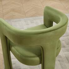 JIEMAX Modern Minimalist Green Velvet Dining Chairs – Plush Upholstered Seat With Wide Integrated Armrests & Sturdy Thick Block Legs, Stylish Accent Chairs For Dining Room, Living Room, & Home Office - 綠色 - 查看 4