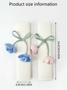 1-2pcs Blue & Pink Rose Chiffon Car Seat Belt Shoulder Pads, Automotive Accessories For Women