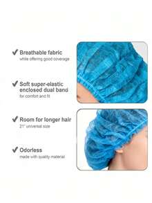 100 chiếc mũ đầu bếp dùng một lần, mũ đầu bếp co giãn, thoáng khí, thoải mái với lưới phía sau, mũ che đầu chống bụi khi nấu nướng và chuẩn bị thực phẩm, mũ đầu bếp dùng một lần dày dặn, thoáng khí. - Nhiều màu - Xem 5