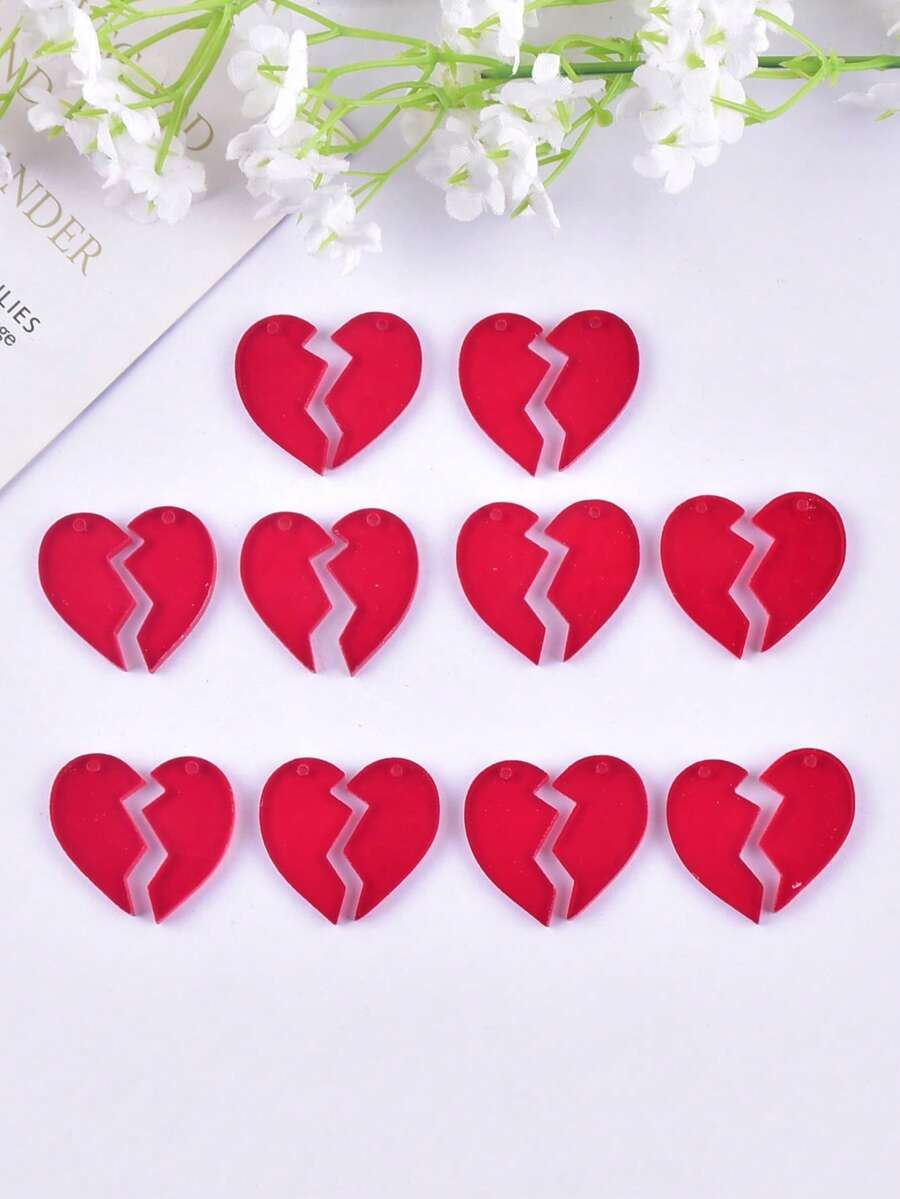 10 buc/set pandantiv acrilic la modă cu inimă roșie, cercei, accesorii pentru colier, accesorii pentru bijuterii DIY - Multicolor - Vizualizare 1