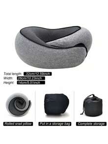 1pc Travel Pillow Neck Cushion, Memory Foam U-Shaped Pillow, Snail Shaped Durable U-Shaped Resilient Memory Foam Travel Pillow, Non-Deformable Airplane Pillow, Neck Pillow, Portable Adjustable Soft Pillow, Nap Sleep Pillow - Multicolor - View 8