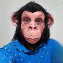 قناع وجه قرد من المطاط الأسود، قناع وجه قرد غوريلا كامل الوجه، إكسسوارات تنكرية للهالوين - 1 قطعة قناع قرد - مشاهدة 5