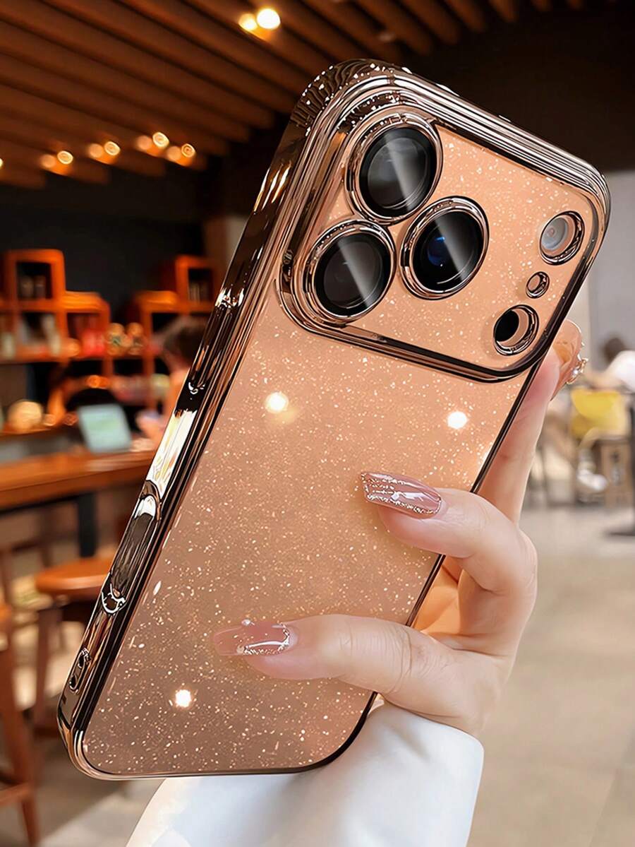 Luxury Sequin Electroplated PC Transparent Phone Case, Compatible With IPhone 17 Pro Max 16 15 14 13 12 11 Pro Max, Shockproof Hard Back Cover