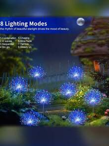 4 件 320/240 LED 太阳能花园灯太阳能烟花灯圣诞灯、太阳能星爆花园花灯、户外防水太阳能灯串 8 种照明模式闪烁适用于庭院花园、婚礼、派对、露台户外照明露营装饰 1 件 60LED/150LED/240LED/360LED（多色/暖白/白色） - 黑色 - 查看 4