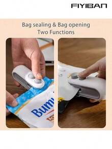 FIYIBAN Mini Snack Bag Sealer, Rechargeable 2-In-1 Heat Sealer With Cutter, Suitable For Chips, Plastic Bags, Keeps Food Fresh, Small Sealing Machine With Blade, USB Rechargeable Food Storage Sealer - White - View 4