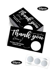 50张刮刮乐优惠券 - 空白感谢礼券，带刮刮贴纸，纸质材质，适用于企业、餐厅、水疗中心、美容美发沙龙 | 圣诞节、生日、婚礼、万圣节庆祝活动礼品 - 彩色 - 查看 9