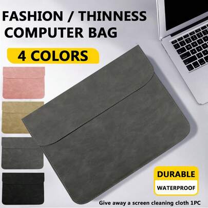 13-14英寸笔记本电脑内胆包，兼容13/14/Pro 14/15/16英寸笔记本电脑，适用于13/13.6英寸M4 M3 M2 M1（2021-2024款）、13英寸（2010-2017款）和Pro 14英寸（2010-2015款），超薄信封式笔记本电脑内胆包，PU皮革商务公文包，男女通用笔记本电脑手提包，采用防水仿麂皮材质，附赠1块屏幕清洁布。