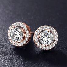 Exquisite  Round Diamond Stud Earrings Fashion Cross-Border European And American Women's New  Earrings Jewelry - 金色 - 查看 4