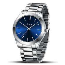 BIDEN 1 件男士不锈钢表带石英表，防水，简约商务，完美的男士礼物 - 銀色 - 查看 12