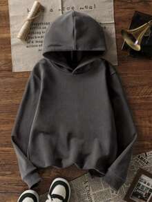 Slayr Women's Black Long Sleeve Pullover Hoodie With Cool Attitude Slogan American Streetwear, Casual New Year & Valentine's - 灰色 - 查看 2