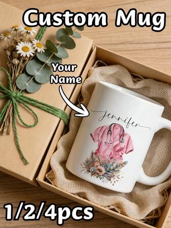 1/2/4 st personlig sjuksköterskemugg med namn, anpassad sjuksköterskemugg med namntema, bulkset med individuella namn, för sjuksköterskeveckan, present till sjukhusavdelningen, personlig namnmugg, alla hjärtans dag-present, mors dag-present, fars dag-present, anpassad mugg för vårdgivare, personlig sjuksköterskemugg med namn, söt mugg, present till sjuksköterska, sjuksköterskestudent, sjuksköterskeexamen