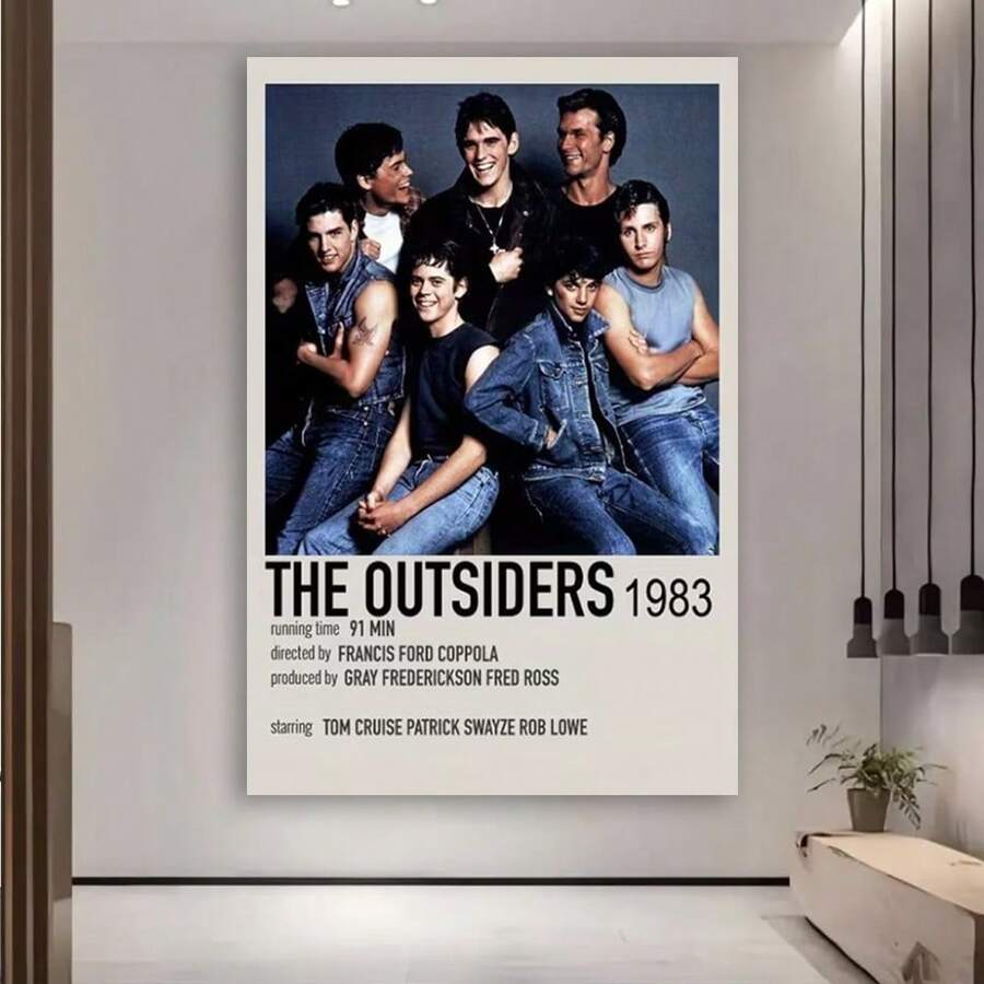 Framed 1pc The Outsiders 1983 Movie Poster - Vintage 80s Film Art Print With Francis For  Coppola, Tom Cruise, Patrick Swayze -  Canvas Wall Decor For Living Room, Bedroom, Office - Iconic Coming-Of-Age Movie Gift For Fans - Perfect For Indoor & Outdoor Use - Classic Film Poster With The Outsiders Cast - Nostalgic 80s Cinema Decor, Retro Movie Themed Canvas Poster, Vintage Movie Canvas Poster, Perfect For Room Decor - Framed(有框架) - 查看 1