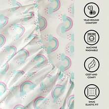 Kids - Juego de sábanas es de 3 Piezas, Estampado de arcoíris, Incluye sábana encimera, sábana Bajera y Funda de Almohada, Ropa de Cama de Microfibra Suave para niñas, se Adapta a(Arco iris Doble) - Multicolor - Ver 5