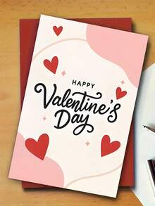 1张“情人节快乐”独特情人节贺卡，5颗心和星星设计，送给爱人的最佳礼物，高品质贺卡，带信封（12x17厘米）/（4.72x6.7英寸） - 彩色 - 查看 11