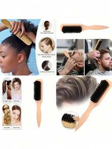 1pc Boar Bristle Hair And Beard Brush For Men And Women - Unscented Mane Bristle Professional Barber Styling Brush For Thick/Thin Hair Fade And Clipper Cleaning Comb Slick Back Smoothing Tool Back To School Travel Holiday Essentials Hair Accessories For Women Brush Detangling Brush Ball Brush Mini Hair Brush Set