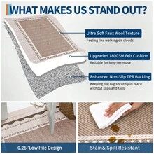 Kitchen Bordered Home Decor Geometry Area Rug Soft Low Pile Non Slip Carpet Stain Resistant Floorcover Washable Thin Non Shedding Entrance Runner Rug Modern Easy To Clean Printed Mat Throw Rug For Laundry Living Room Hallway Bathroom Bedroom Dinning Room - 紅棕色 - 查看 5