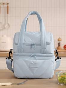 12L Large Capacity Outdoor Picnic Lunch Bag With Adjustable Shoulder Strap, Double Layer Large Cooler Tote Bag, Waterproof Thermal Insulated Food Container Bag For Adults, Portable Lunch Box Carrier Small Lunch Bag Fruit Snack Storage Handbag Suitable For Female Male Work Travel Hiking Picnic Handbag Bag School Stuff Lunch Bag For Women Cooler Bag Lunch Box For School