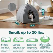 Furhaven - Cama para gatos pequeños, de forro polar, plegable, lavable, gris jaspeado, pequeña - Forro polar de algodón, color rosa caramelo. - Ver 7
