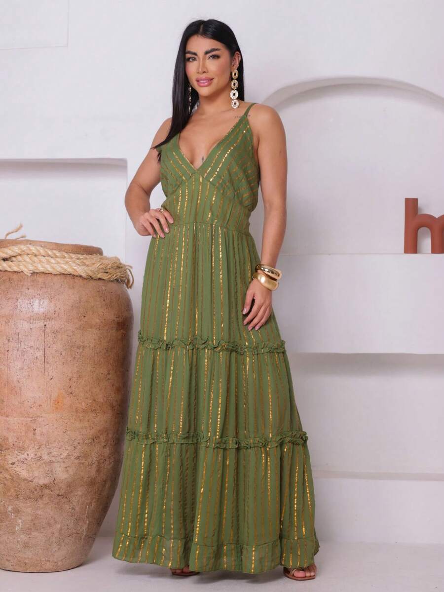 Vestido Longo Boho indiano detalhe Lurex